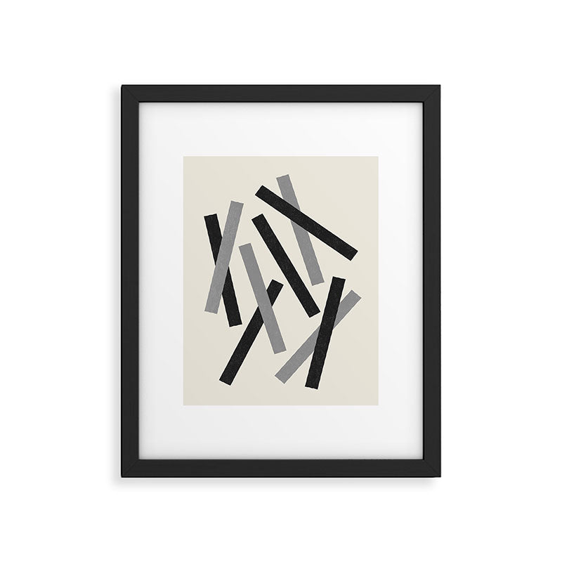 Lines Misaligned - Black and White Framed Art Print Gallery Image 5