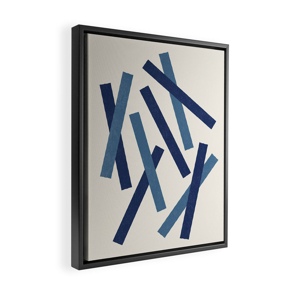 Lines Misaligned - Blue Framed Canvas Print Gallery Image 2