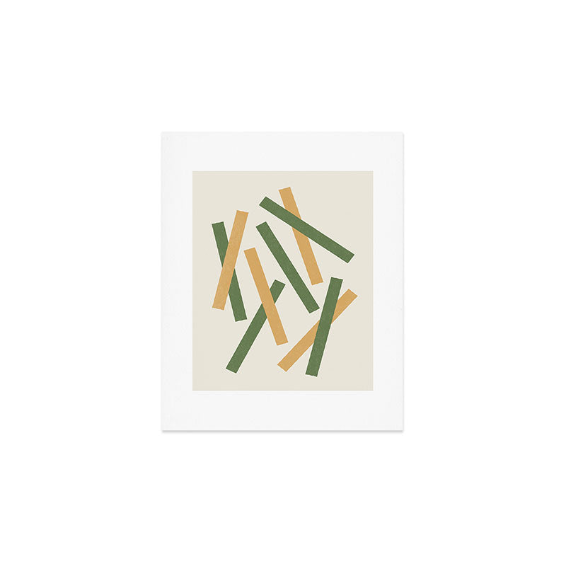 Lines Misaligned - Gold Green Art Print Gallery Image 1