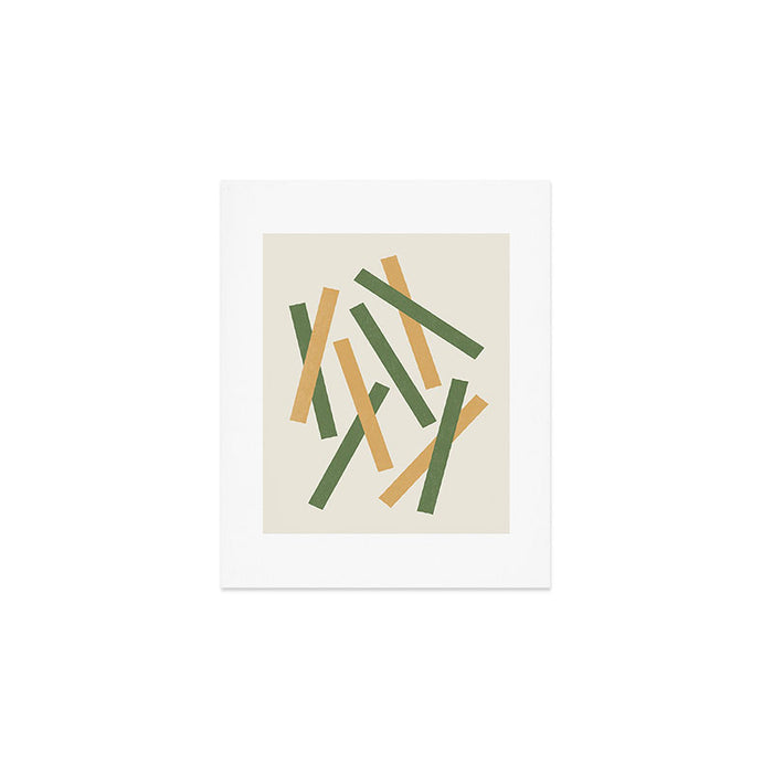 Lines Misaligned - Gold Green Art Print Gallery Image 1