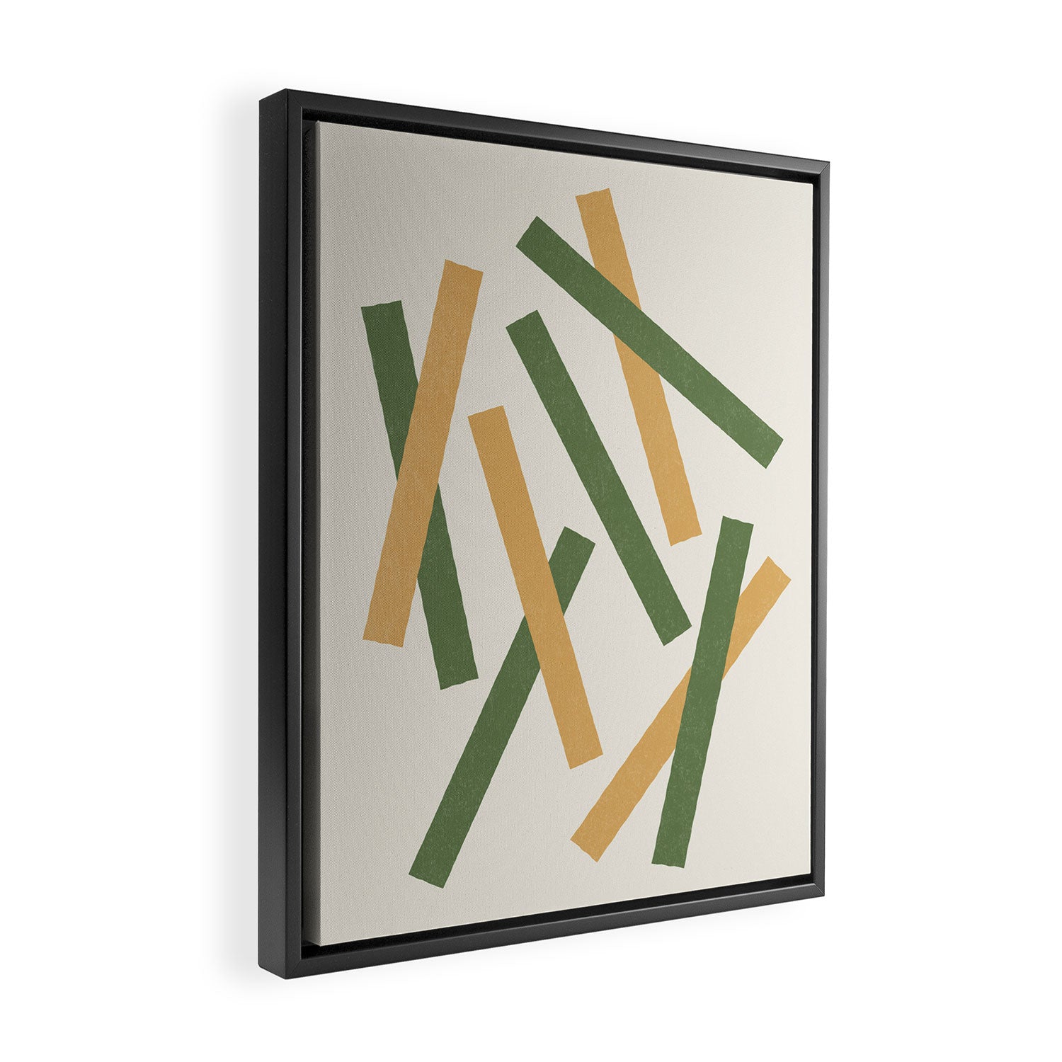 Lines Misaligned - Gold Green Framed Canvas Print Gallery Image 2