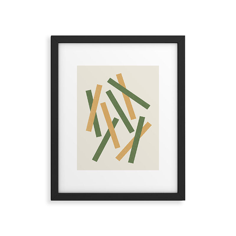 Lines Misaligned - Gold Green Framed Art Print Gallery Image 5
