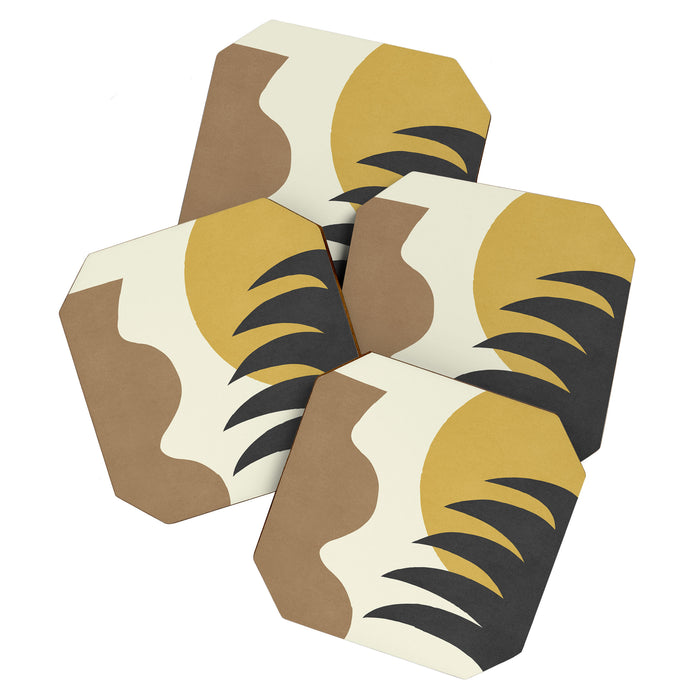 Mediterranean Abstract - Gold Brown Coaster Gallery Image 1