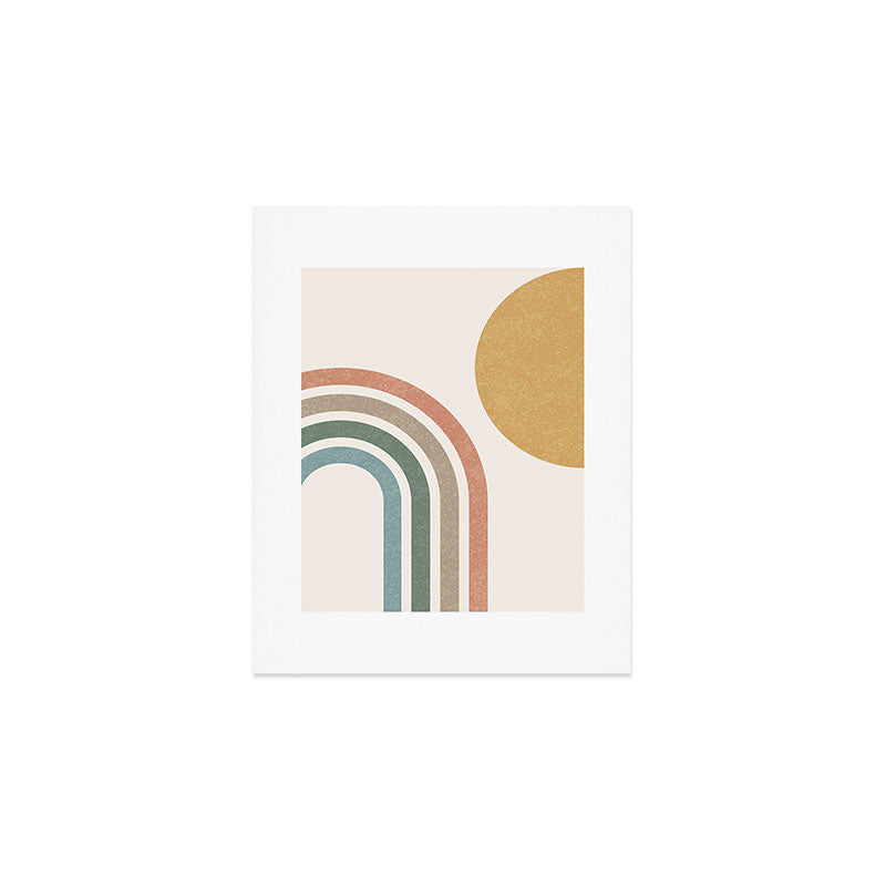 Mid Century Colorful Sun and Rainbow Art Print Gallery Image 1