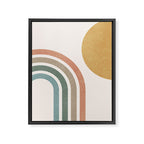 Mid Century Colorful Sun and Rainbow Framed Canvas Print Gallery Image 6
