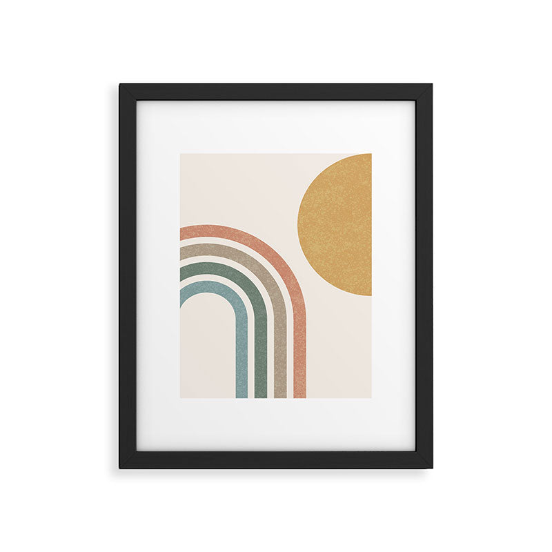 Mid Century Colorful Sun and Rainbow Framed Art Print Gallery Image 4