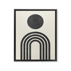 Mid century modern black and white sun and rainbow Framed Canvas Print Gallery Image 6