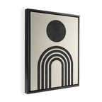 Mid century modern black and white sun and rainbow Framed Canvas Print Gallery Image 2