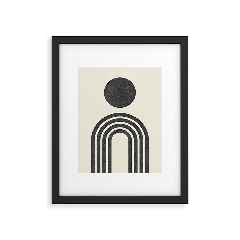 Mid century modern black and white sun and rainbow Framed Art Print Gallery Image 5