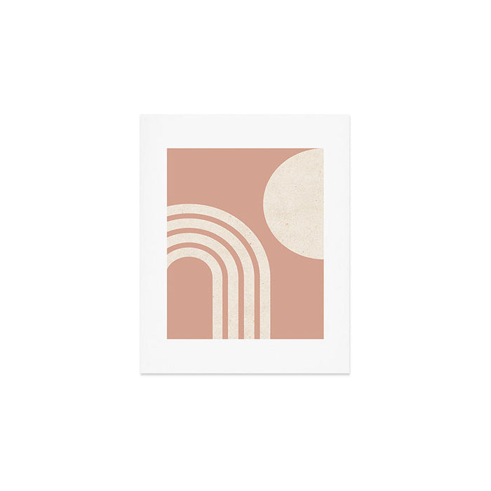 Mid Century Modern Dust Pink Sun and Rainbow Art Print Gallery Image 1
