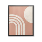 Mid Century Modern Dust Pink Sun and Rainbow Framed Canvas Print Gallery Image 6