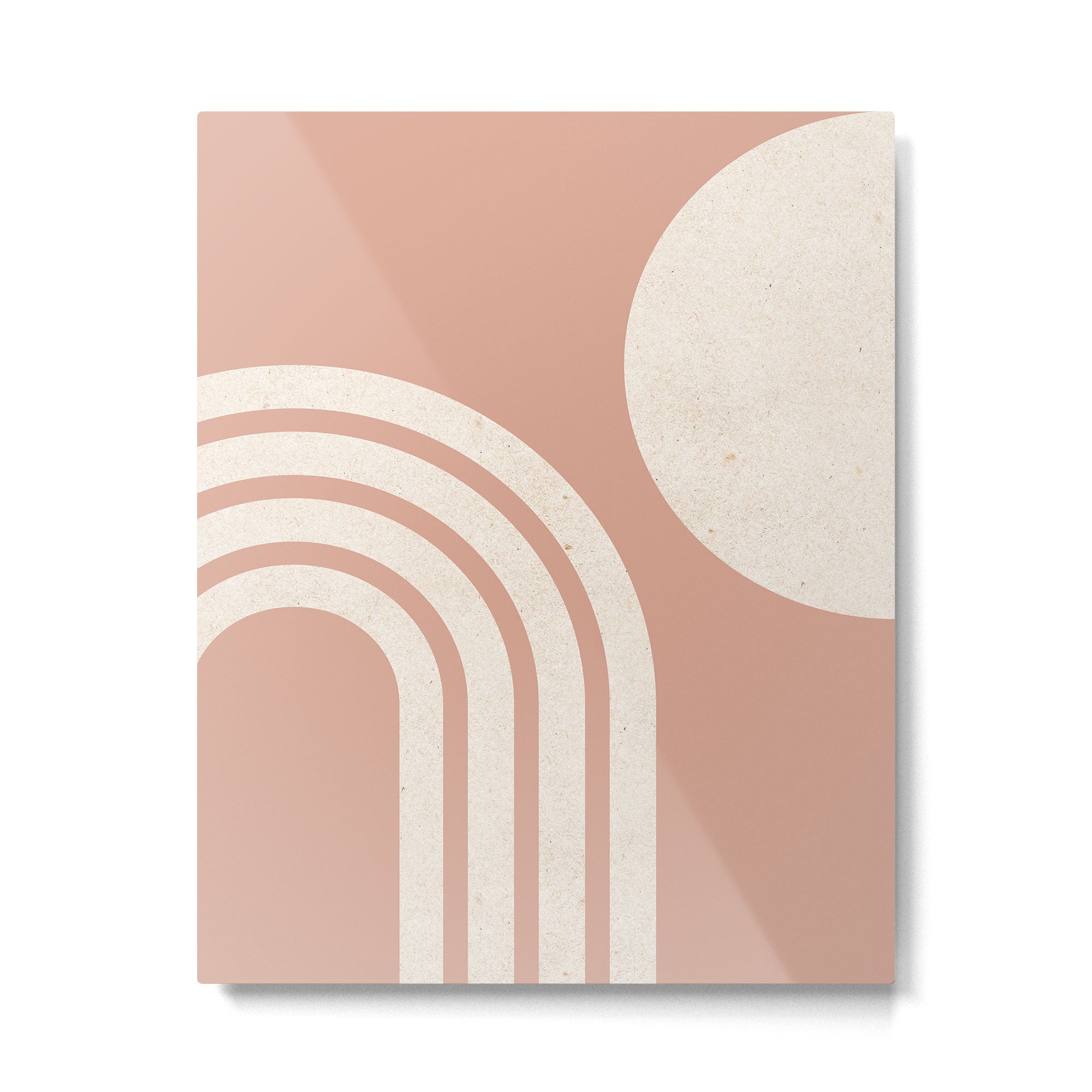 Mid Century Modern Dust Pink Sun and Rainbow Metal Print Gallery Image 4