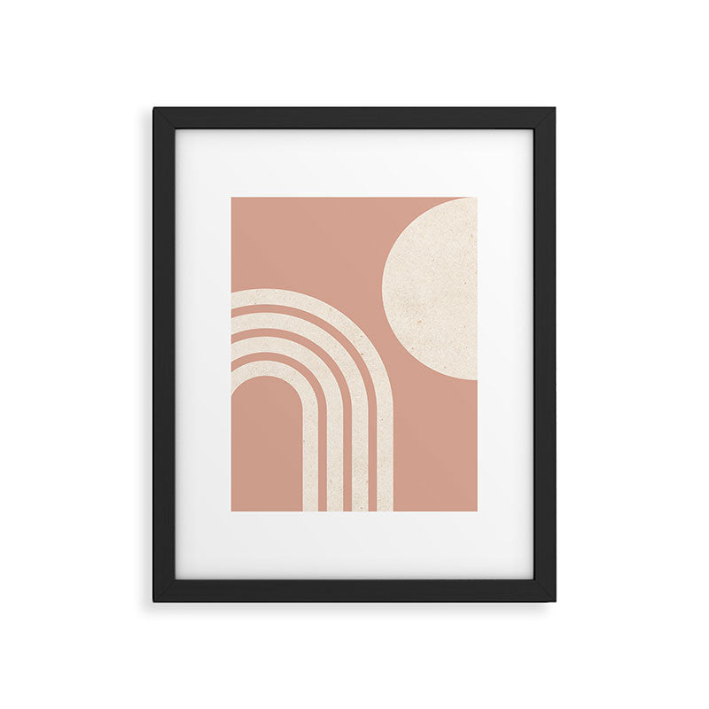 Mid Century Modern Dust Pink Sun and Rainbow Framed Art Print Gallery Image 5
