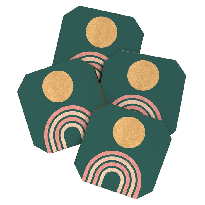 Mid century modern - green Coaster Gallery Image 1