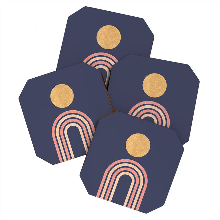 Mid century modern - indigo Coaster Gallery Image 1