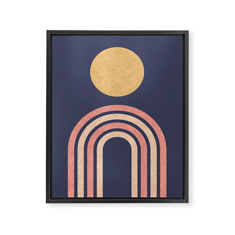 Mid century modern - indigo Framed Canvas Print Gallery Image 6