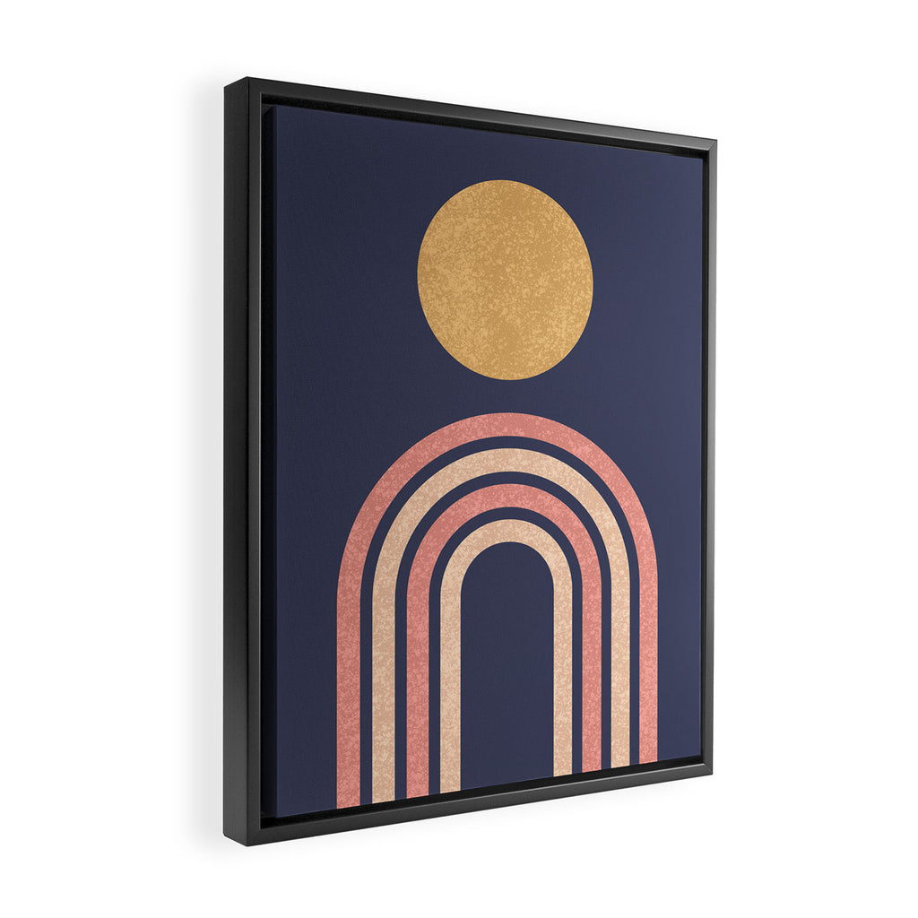 Mid century modern - indigo Framed Canvas Print Gallery Image 2