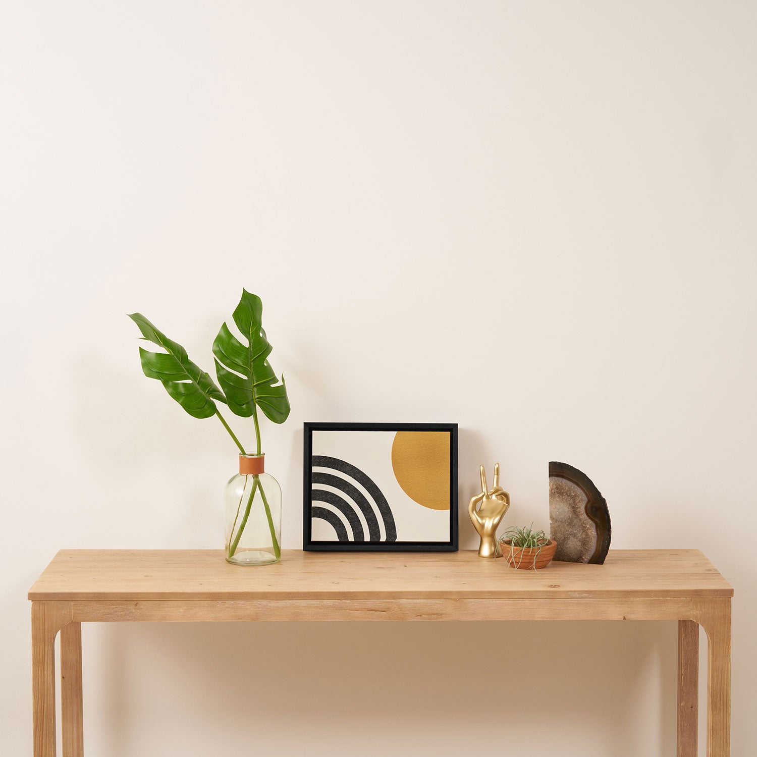 Mid century modern landscape - Sun and Rainbow  Framed Canvas Print Gallery Image 4