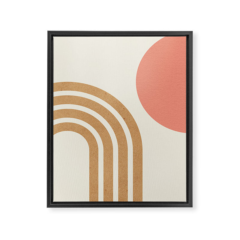 Mid century modern pink Sun and Rainbow Framed Canvas Print Gallery Image 8