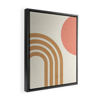 Mid century modern pink Sun and Rainbow Framed Canvas Print Gallery Image 2
