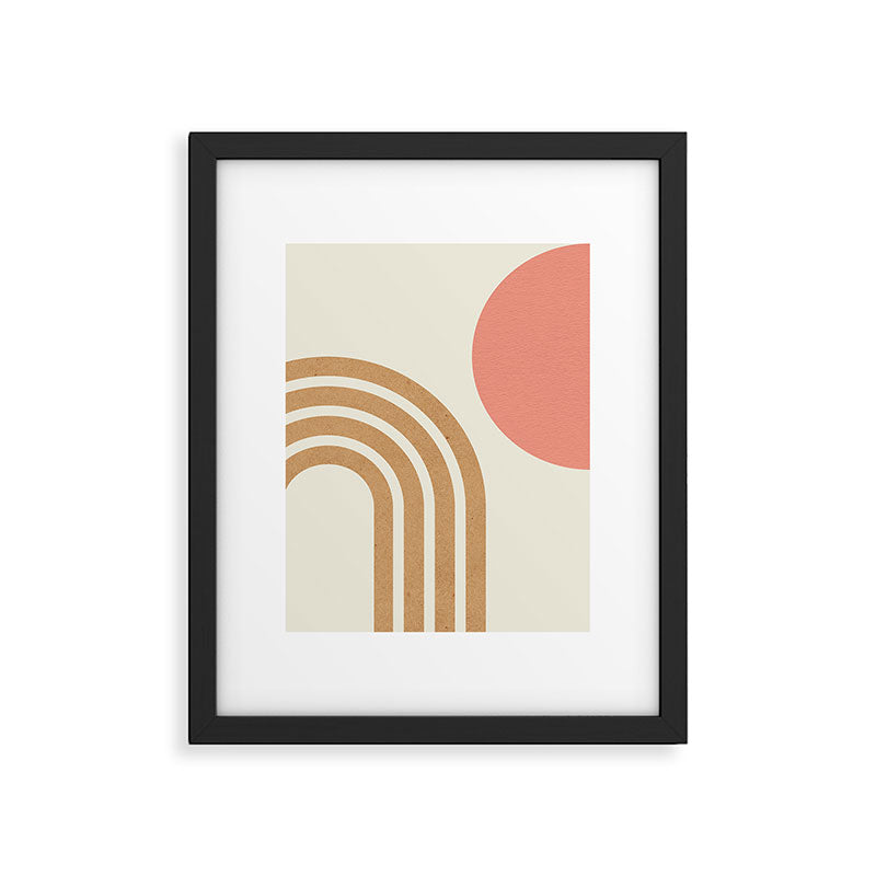 Mid century modern pink Sun and Rainbow Framed Art Print Gallery Image 6