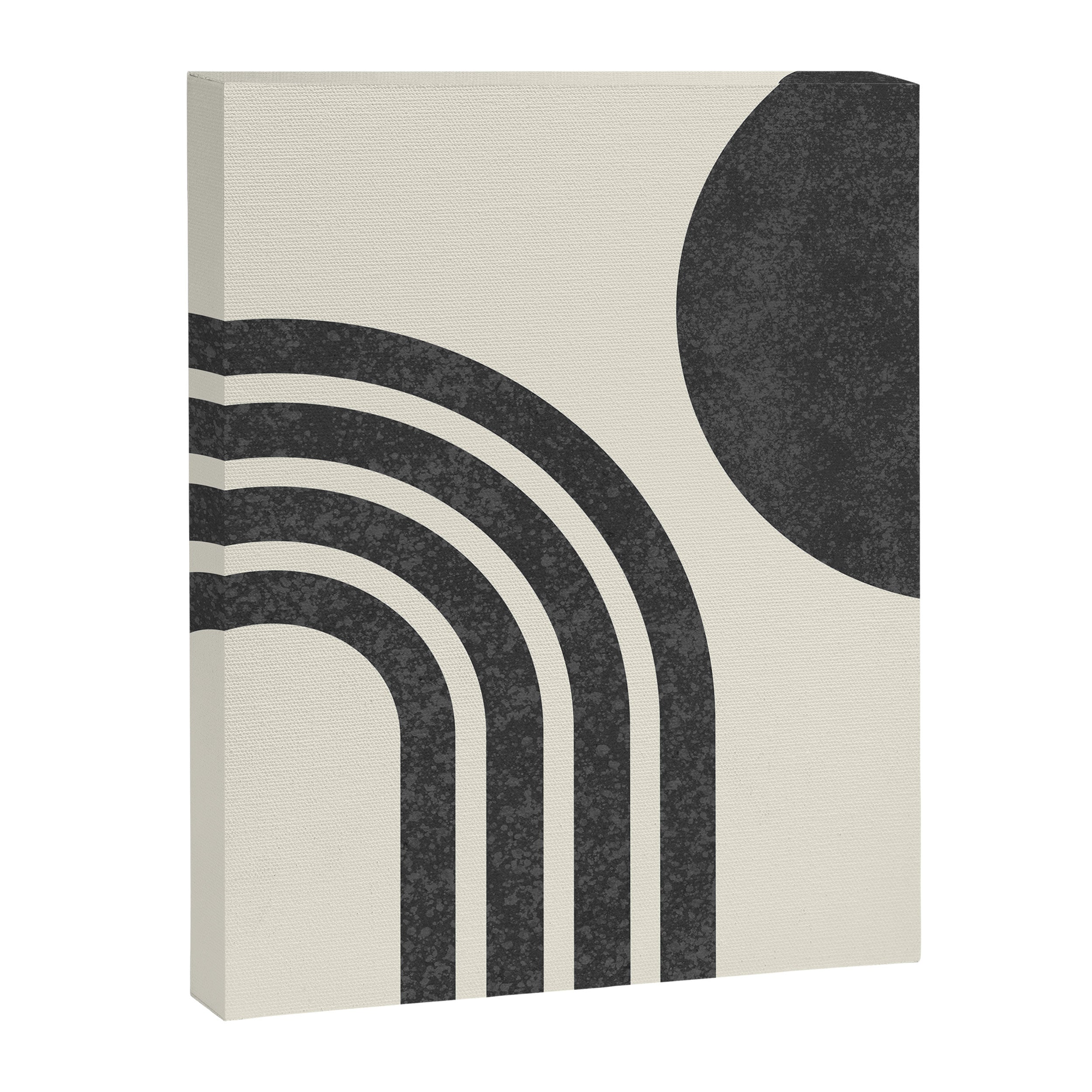 Mid Century Modern - Sun and Rainbow black and white Canvas Print Gallery Image 6