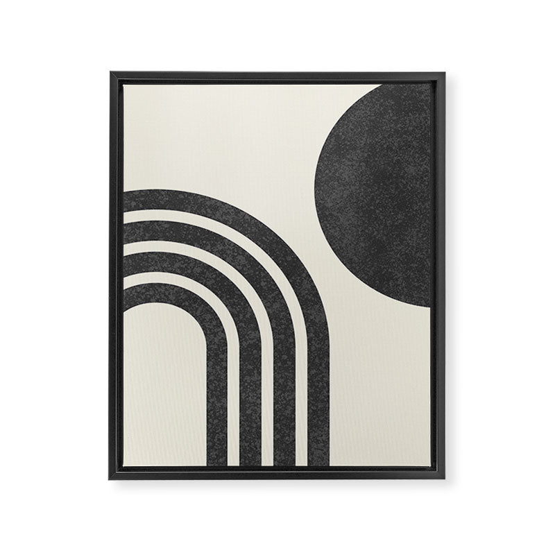 Mid Century Modern - Sun and Rainbow black and white Framed Canvas Print Gallery Image 6