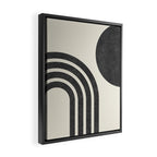 Mid Century Modern - Sun and Rainbow black and white Framed Canvas Print Gallery Image 2