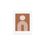 Mid century modern sun and rainbow on terracotta Art Print Gallery Image 1