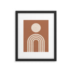 Mid century modern sun and rainbow on terracotta Framed Art Print Gallery Image 4
