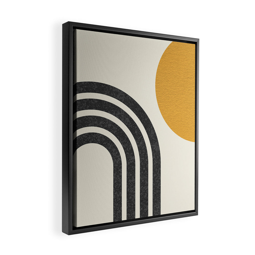 Mid century modern Sun and Rainbow Framed Canvas Print Gallery Image 2