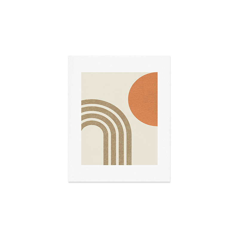 Mid-Century Modern - Orange Sun and Rainbow Art Print Gallery Image 1