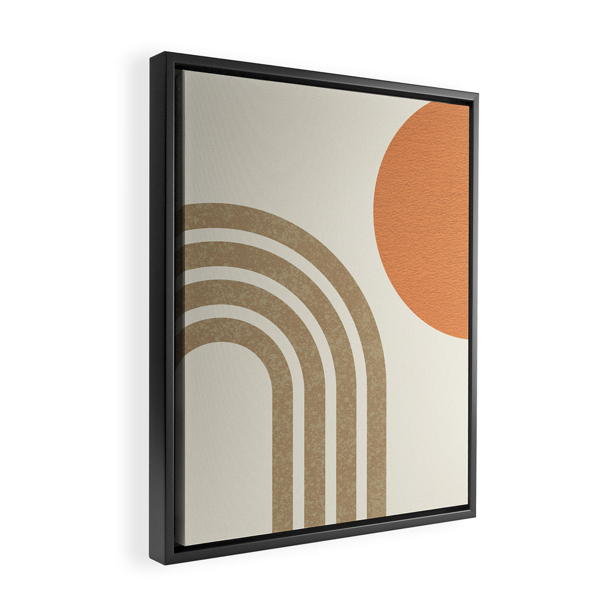 Mid-Century Modern - Orange Sun and Rainbow Framed Canvas Print Gallery Image 2