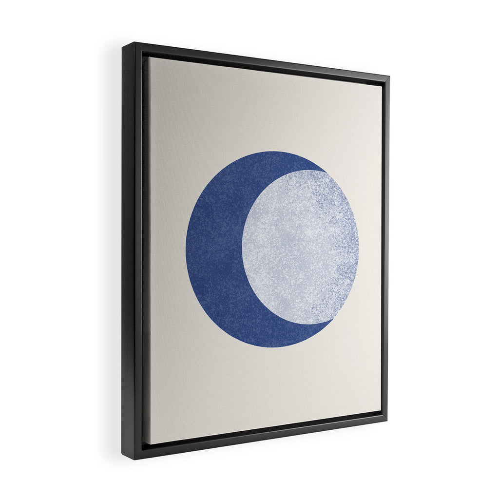 Moon Crescent - Blue Framed Canvas Print Gallery Image 2