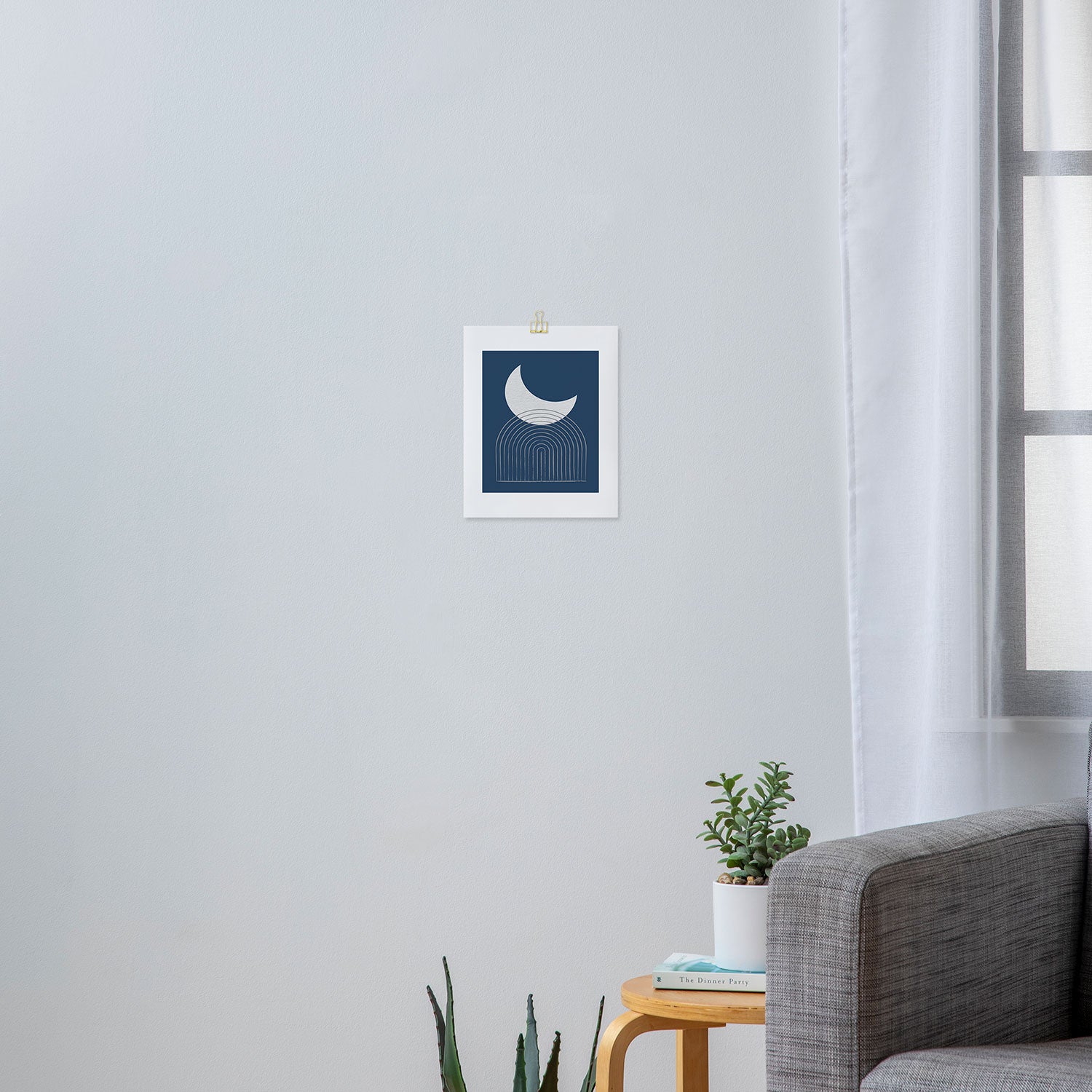 Moon Mountain Blue - Mid Century Modern Art Print Gallery Image 3