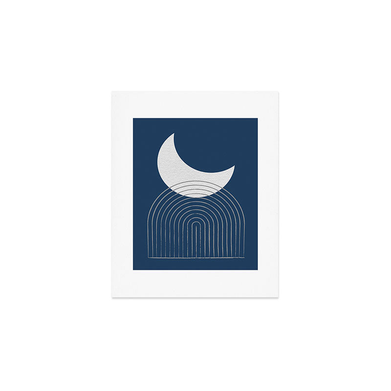 Moon Mountain Blue - Mid Century Modern Art Print Gallery Image 1