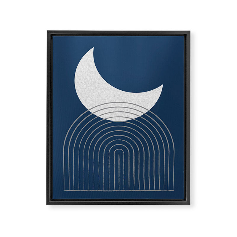 Moon Mountain Blue - Mid Century Modern Framed Canvas Print Gallery Image 6