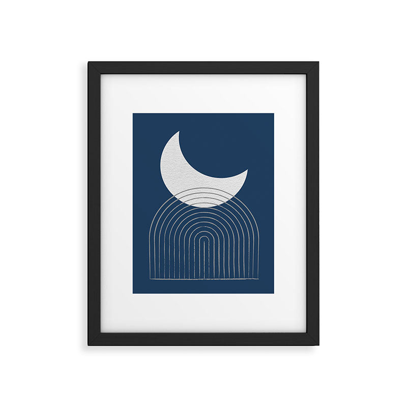 Moon Mountain Blue - Mid Century Modern Framed Art Print Gallery Image 5