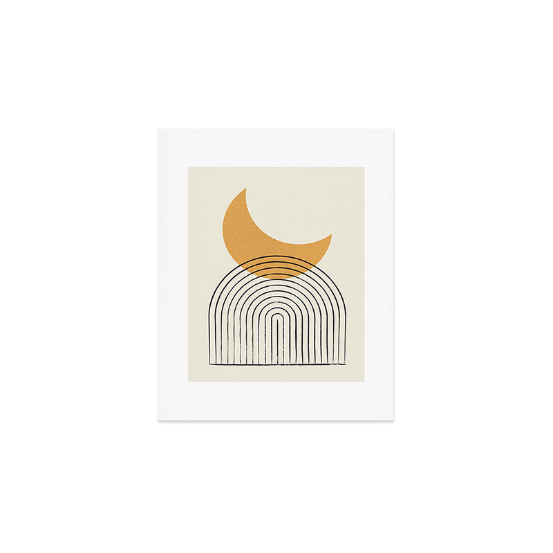 Moon mountain gold - Mid century style Art Print Gallery Image 1