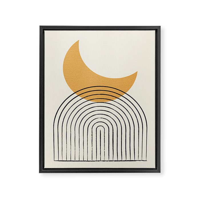 Moon mountain gold - Mid century style Framed Canvas Print Gallery Image 1