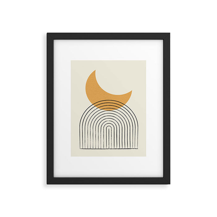 Moon mountain gold - Mid century style Framed Art Print Gallery Image 1