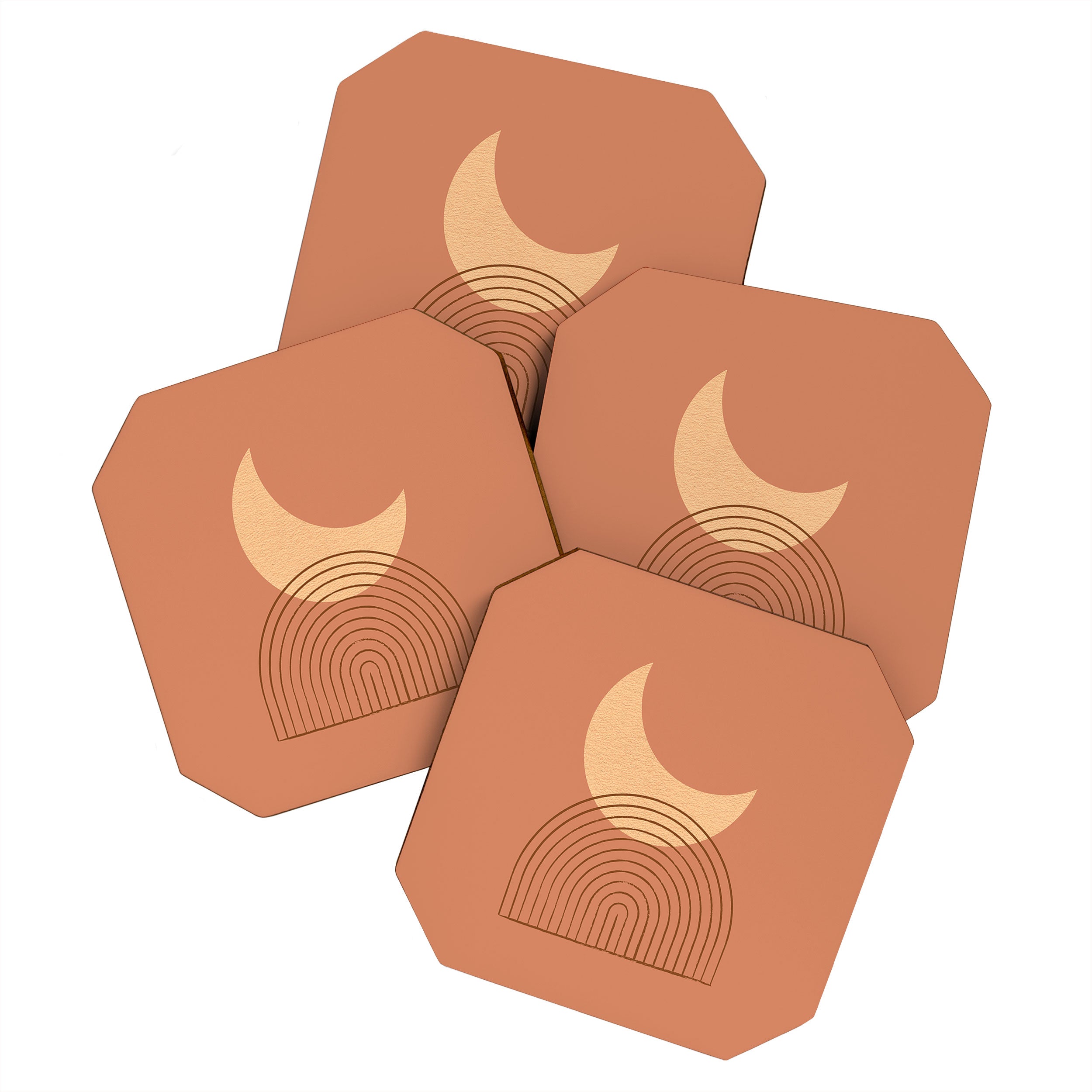 Moon Mountain Terra Orange - Mid century modern Coaster Gallery Image 1