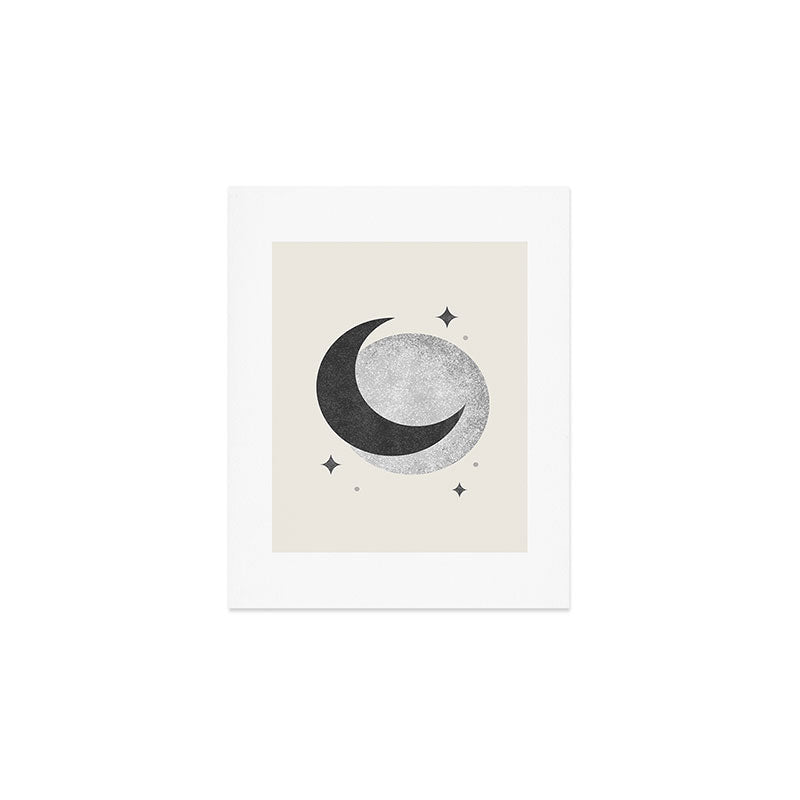 Moon Sparkle BW - Celestial Art Print Gallery Image 1