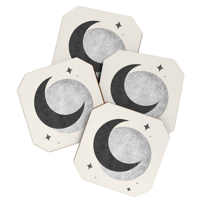 Moon Sparkle BW - Celestial Coaster Gallery Image 1