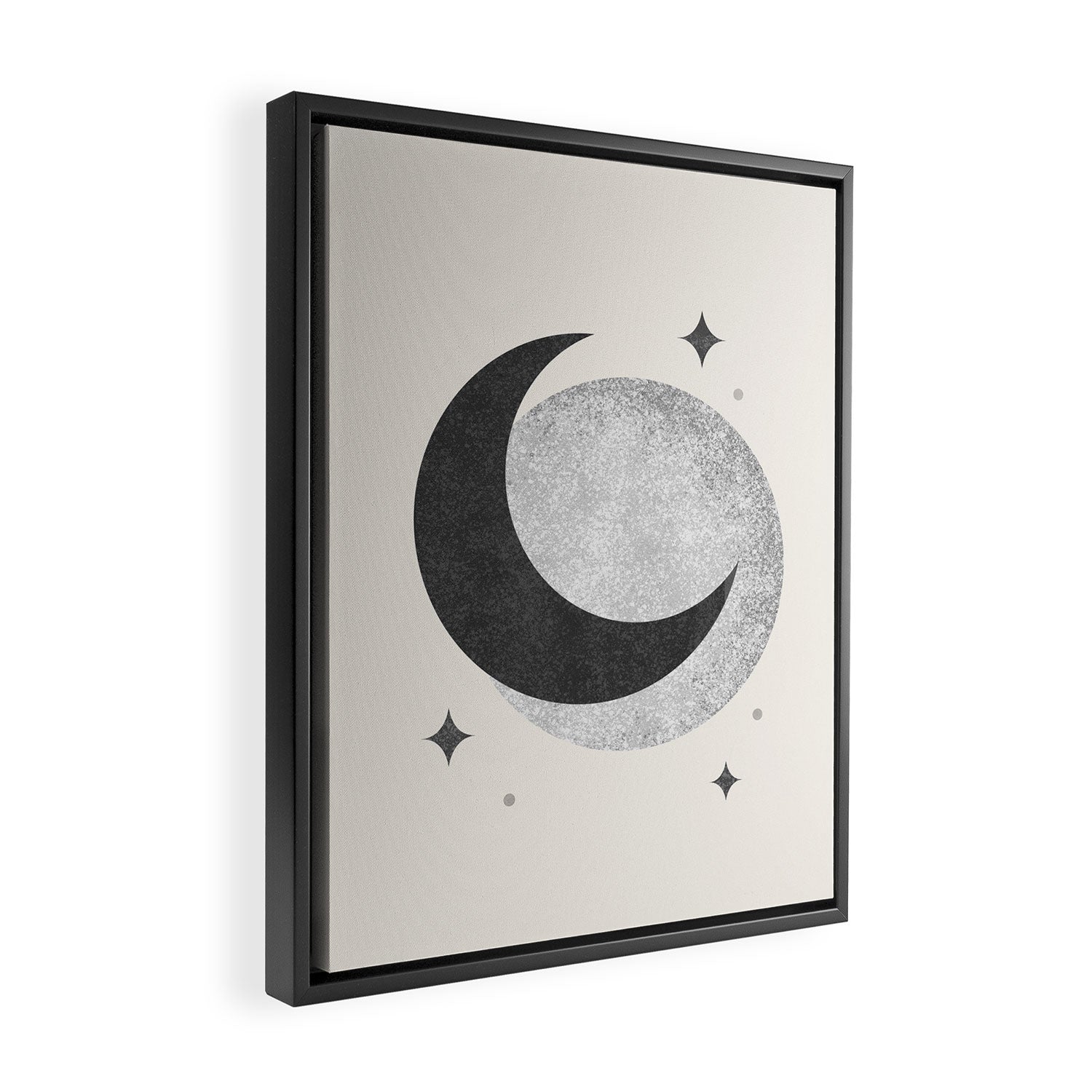 Moon Sparkle BW - Celestial Framed Canvas Print Gallery Image 2