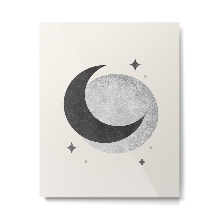 Moon Sparkle BW - Celestial Metal Print Gallery Image 1