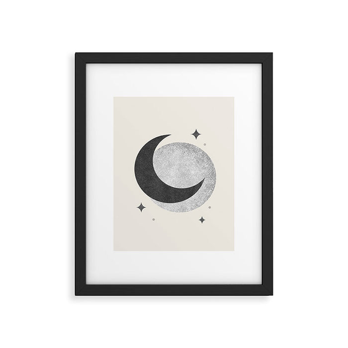 Moon Sparkle BW - Celestial Framed Art Print Gallery Image 1