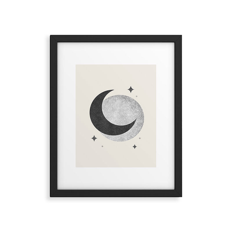 Moon Sparkle BW - Celestial Framed Art Print Gallery Image 6