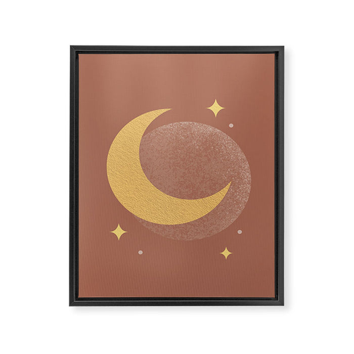 Moon Sparkle Gold - Celestial Framed Canvas Print Gallery Image 1