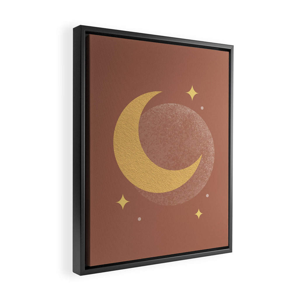 Moon Sparkle Gold - Celestial Framed Canvas Print Gallery Image 2